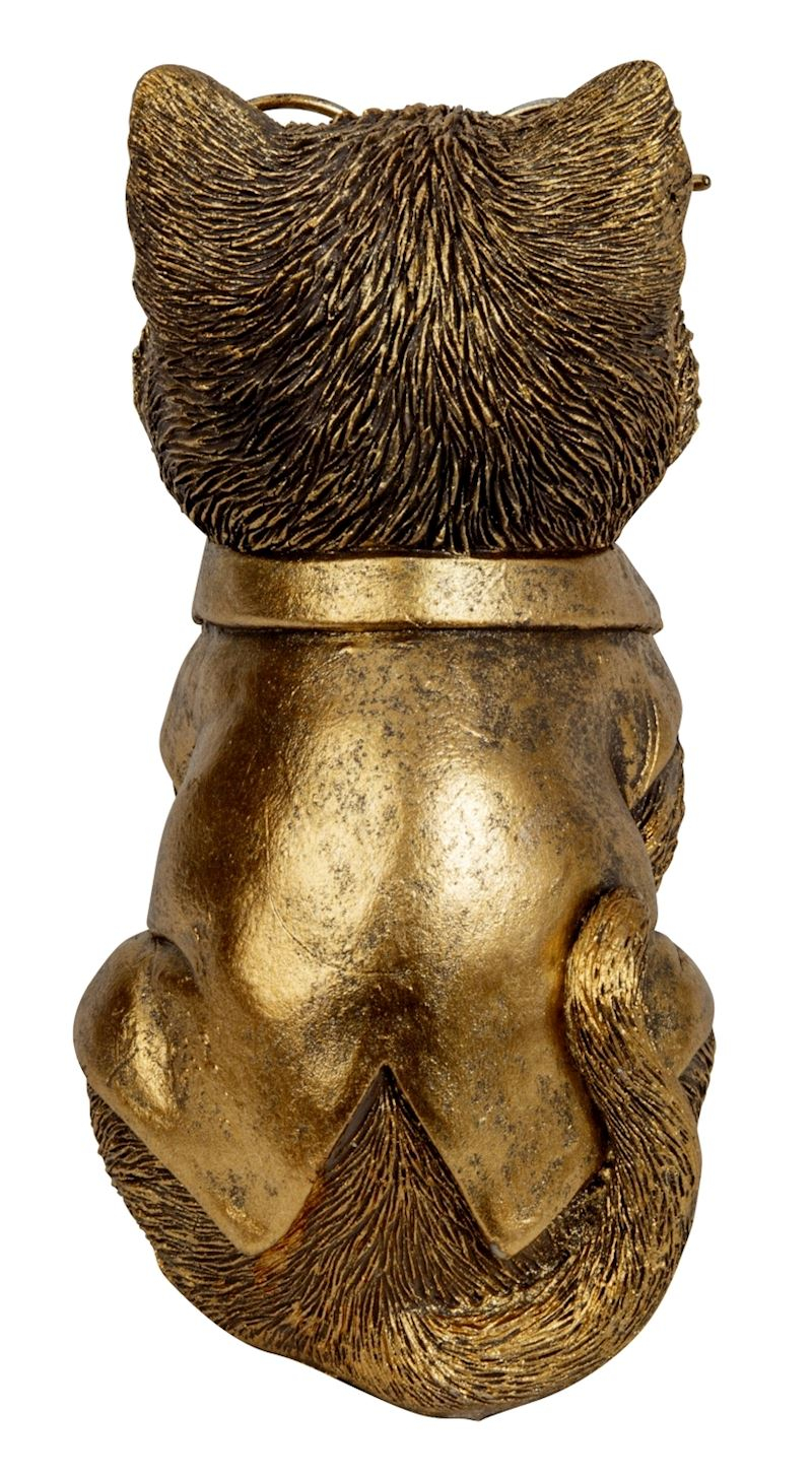 (15cm) Katzen Deko Statue Home Accessoire Kitten mit Brille Skulptur - Gold / Bronze