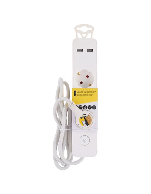 Q-Link Stekkerdoos 3v + Usb - Elektra - 1.5 m Wit