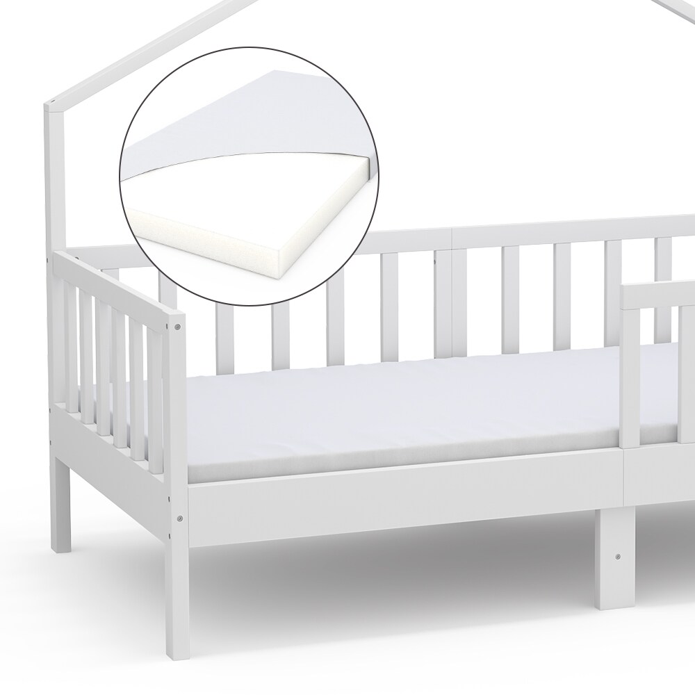 Vicco Hausbett Kinderbett Justus Weiß 80 x 160 cm mit Matratze modern