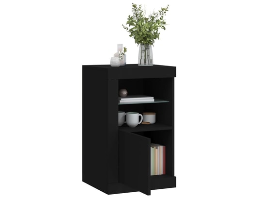 VIDAXL - Armoire de rangement Armoires latérales et lumières led 2 pcs noir bois d'ingénie...