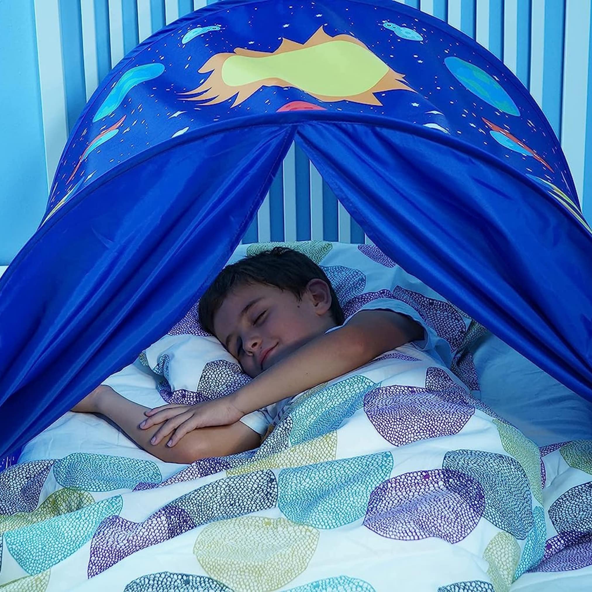 Sleepfun Tent® Betthimmel Pop up Zelt - Betttunnel Planet Party