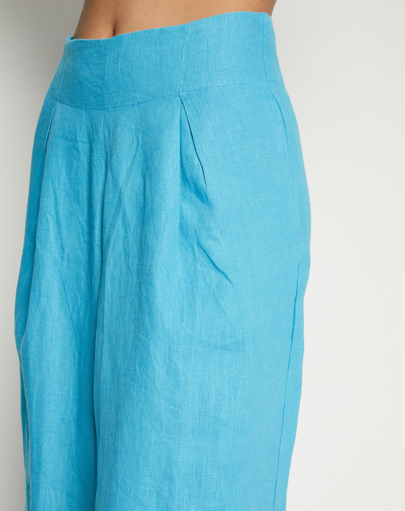 Faithfull the Brand Pantalon 100% Lin Meridian Wide bleu