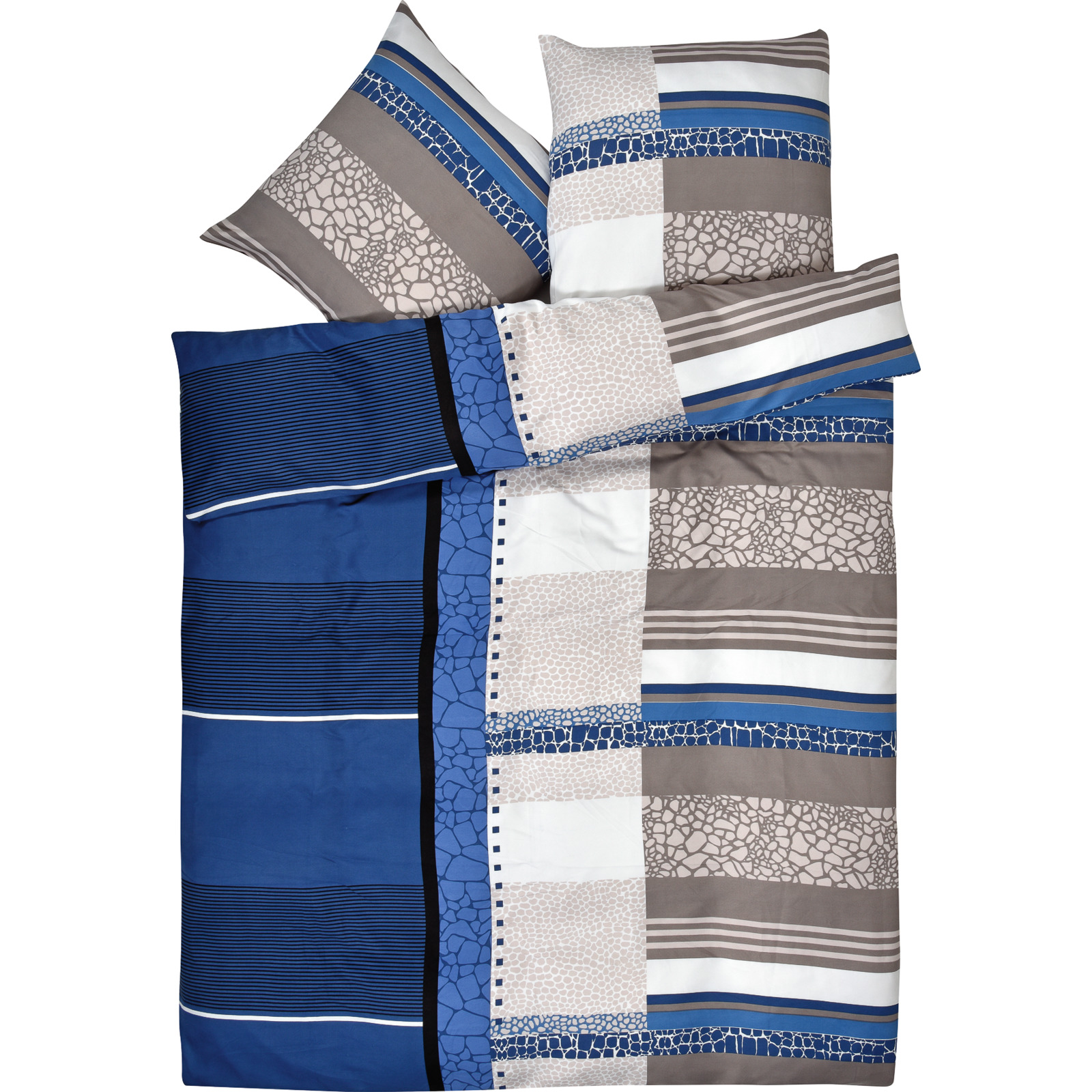 Bettwäsche Muster blau 160x210 65x100 Bettanzug Nord
