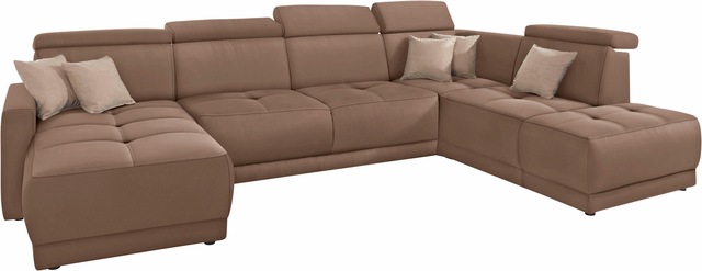 DOMO collection Wohnlandschaft »Ava moderne Sitzheftung mit toller Doppelnaht, komfortabel, U-Form« mit Federkern, wahlweise mit Kopfteilverstellungen