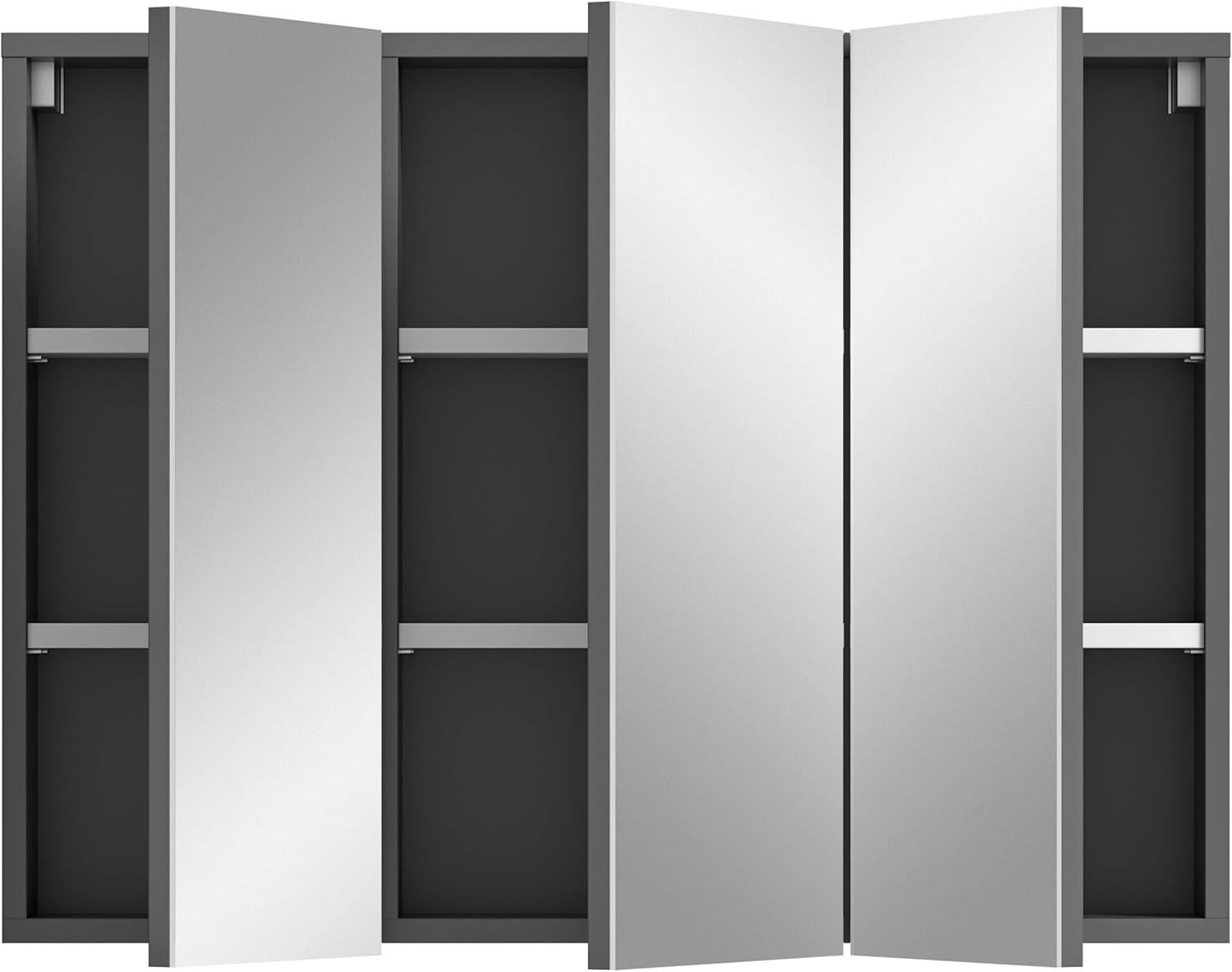 xonox.Home - Spiegelschrank Soft 80x60x15 cm in Front Spiegelfläche Korpus grau Nb - Badspiegelschrank Spiegelschränke fürs Bad - modern, praktisch und funktional