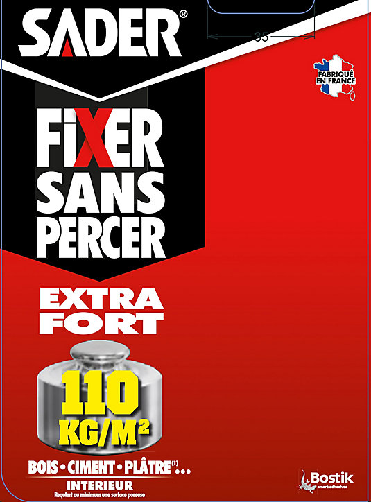 Mastic de Fixation Sader Fixer Sans Percer Extra Fort - Blanc - Tube 55ml