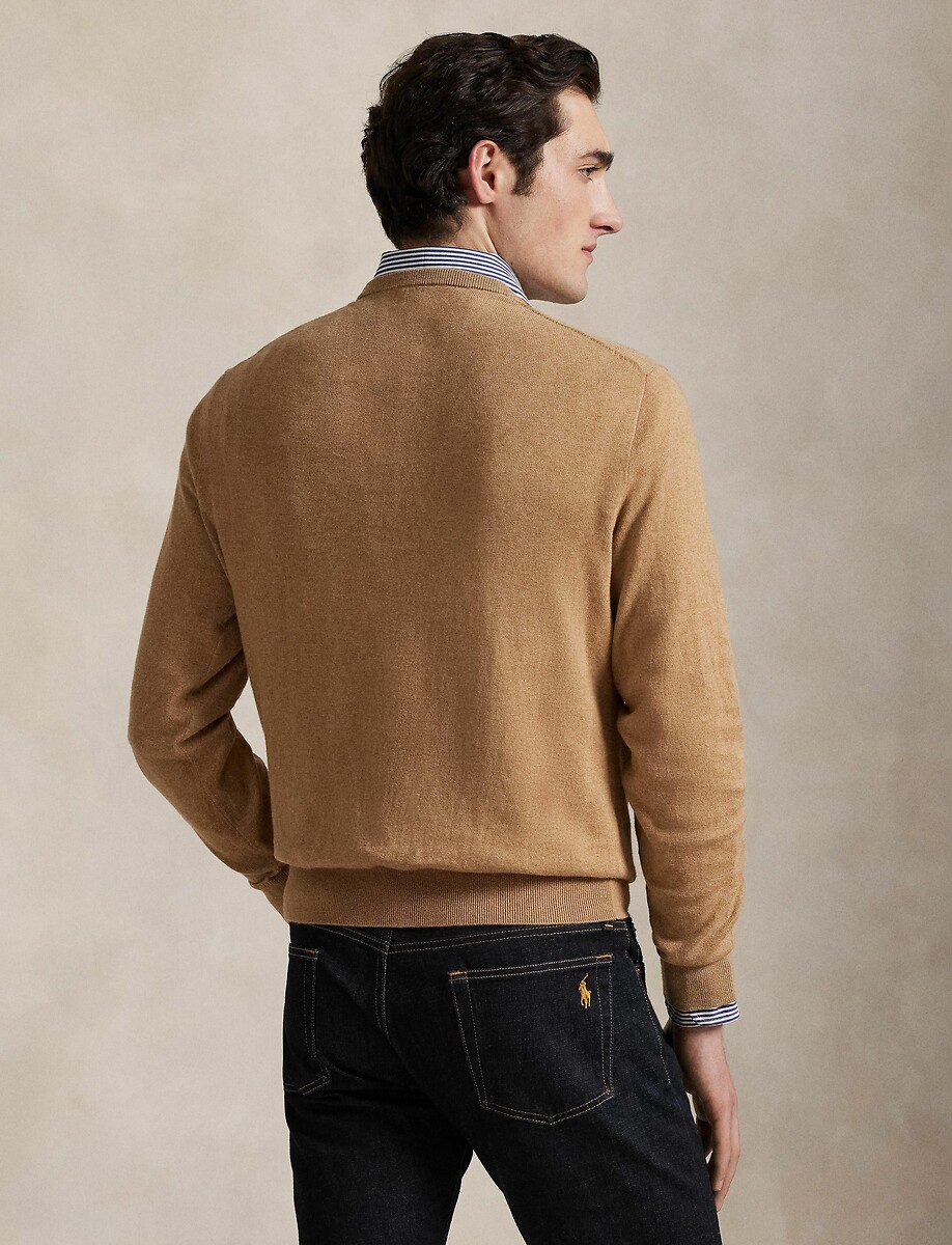 POLO RALPH LAUREN<br>Suéter de mistura de algodão com gola redonda