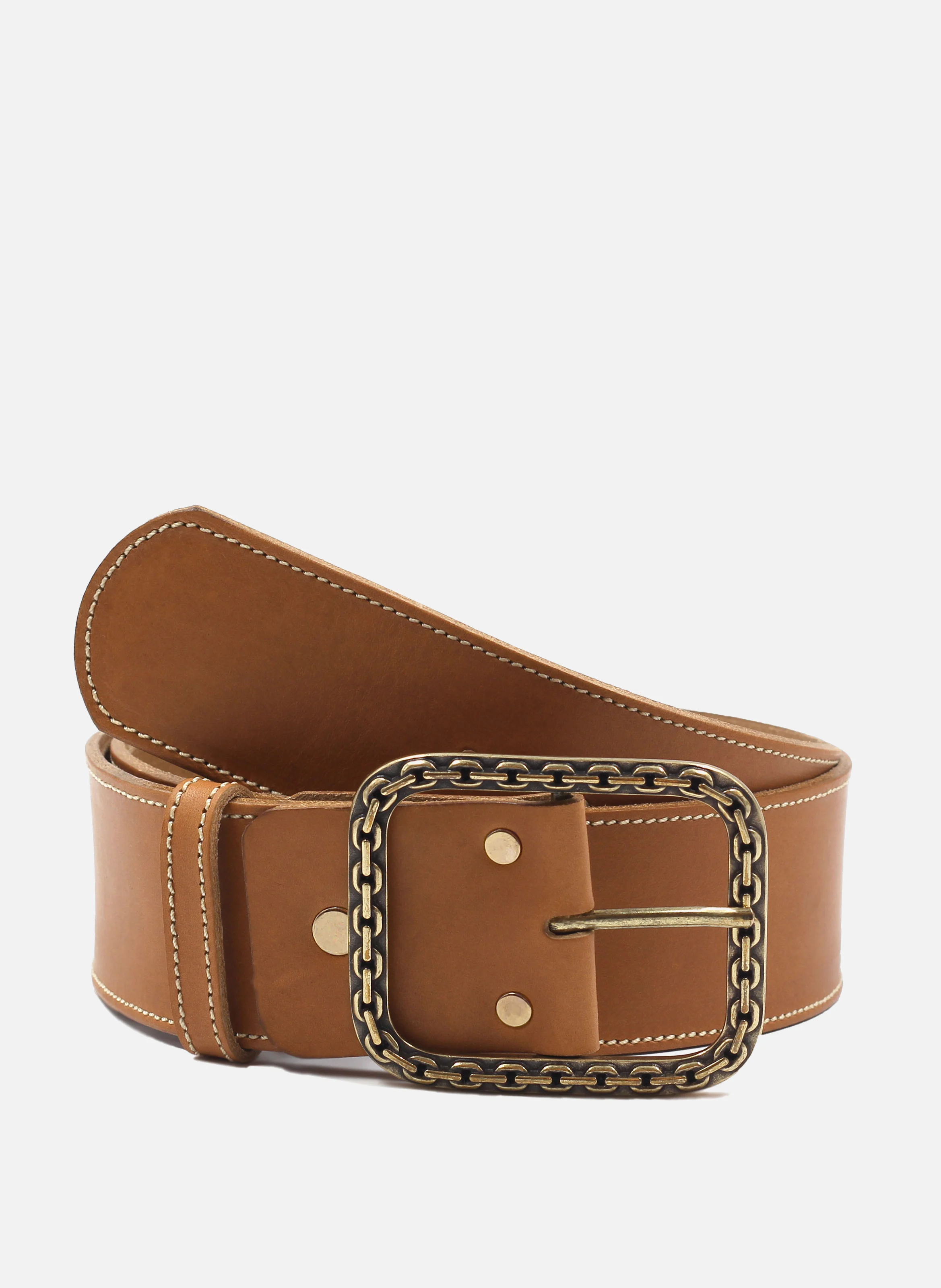 Ceinture bijou cuir lisse | Marron