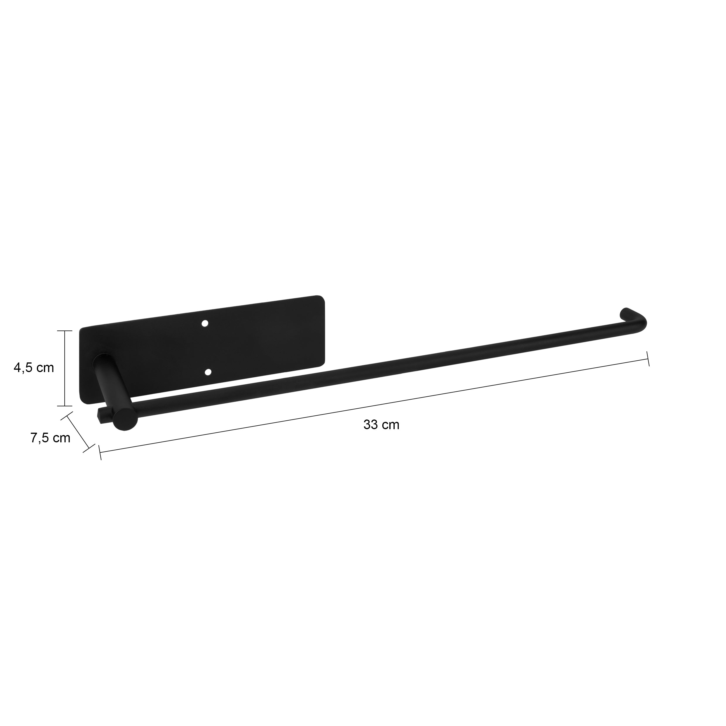 QUVIO Handdoekhouder metaal - Zwart - 33 cm