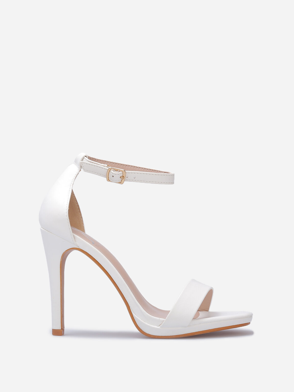 Sandales à talon fin et bride- Blanc