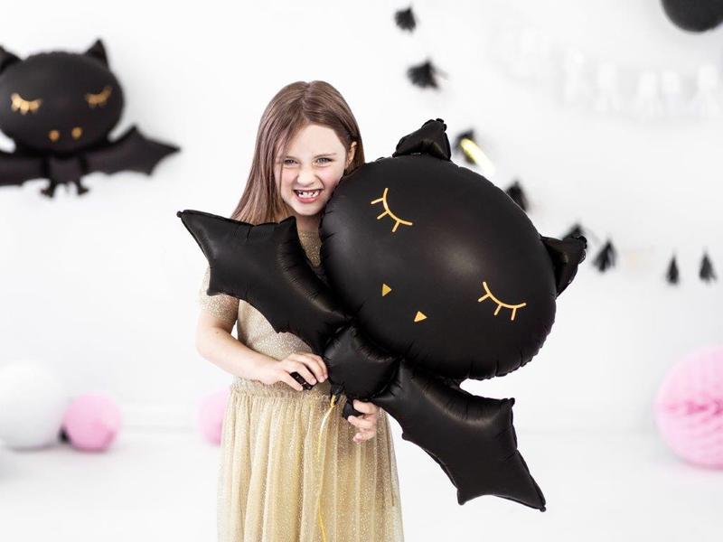Partydeco Ballons Folienballon Fledermaus 80 x 52 cm, Schwa Anschaulicher Folienballon für Halloween Partys