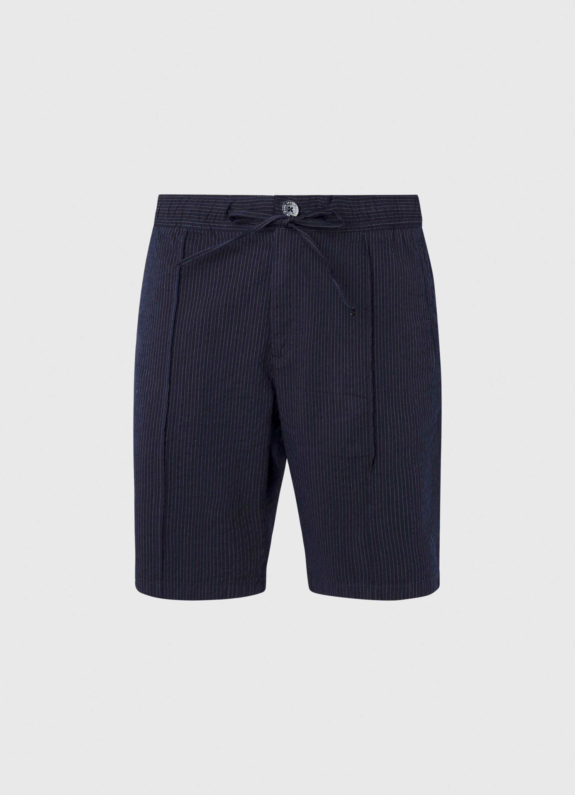 Bermuda listrada estampada com estampa de castelo - Azul Dulwich