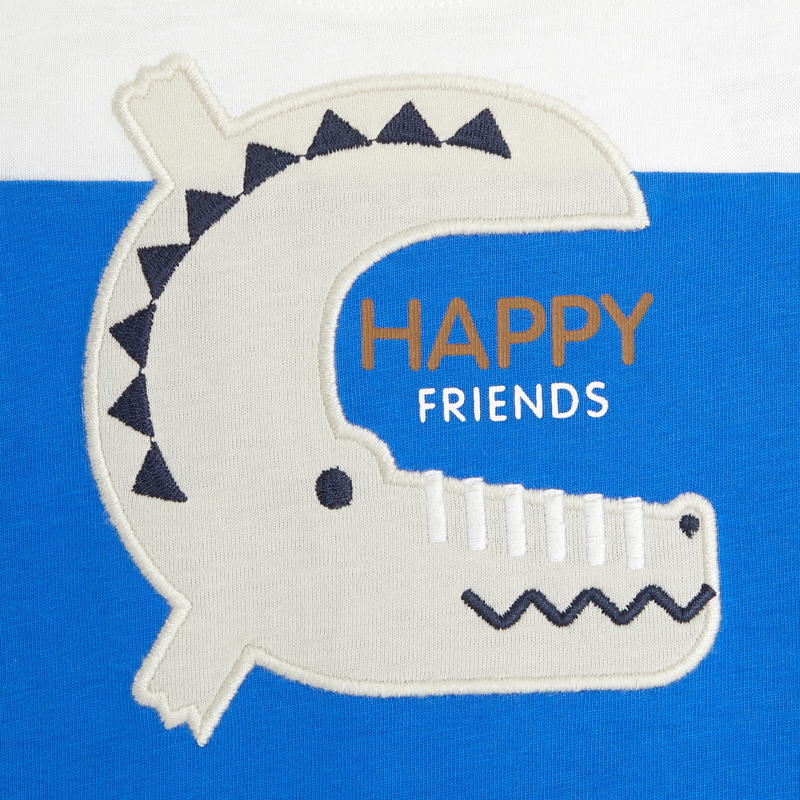 T-shirt bicolore à motif bleu bébé garçon Bleu