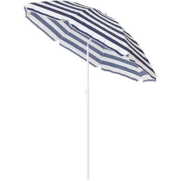Strandparasol Kantelbaar 180cm Blauw/Wit