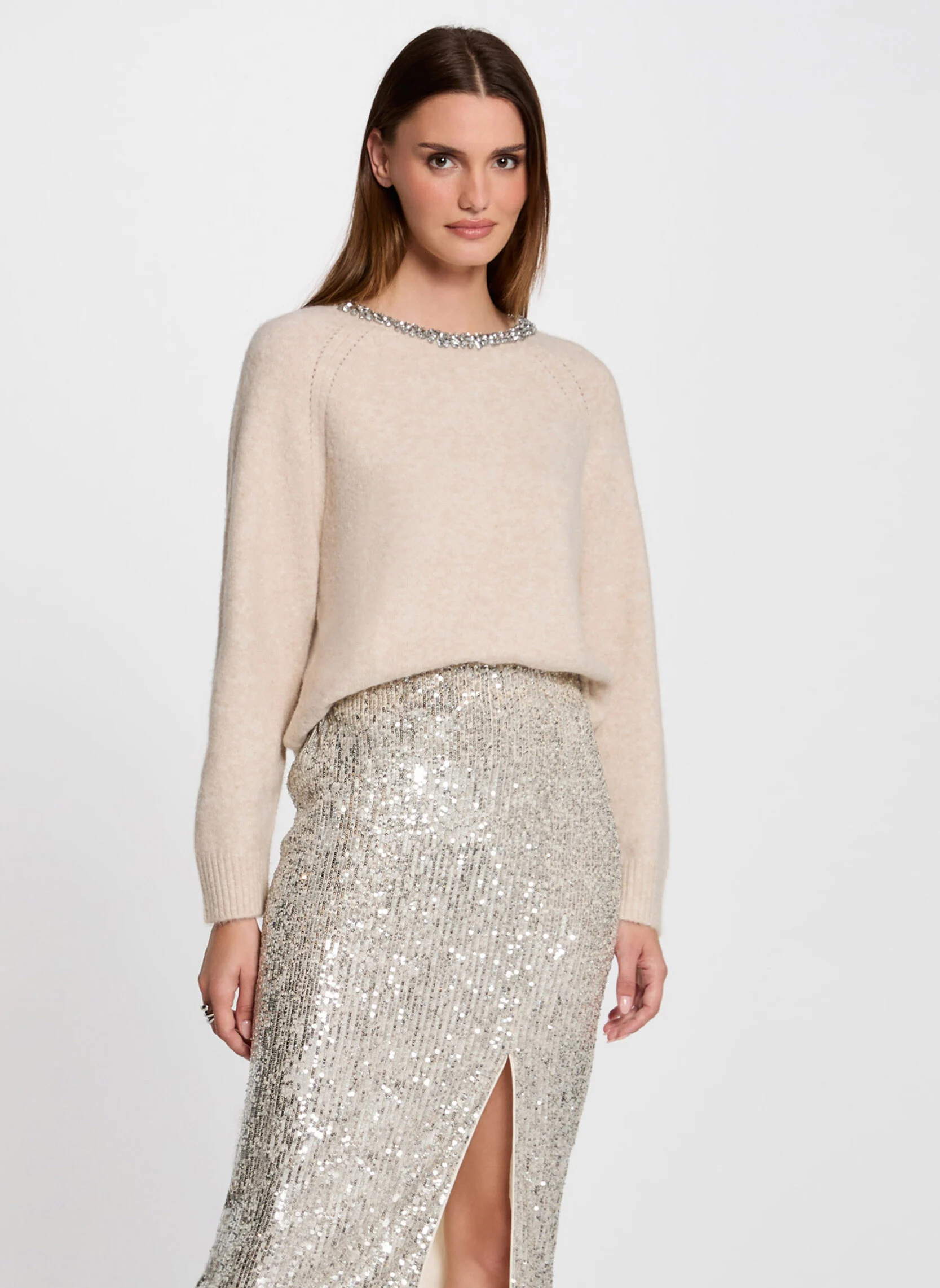 MPERLE - Pull col rond| Beige