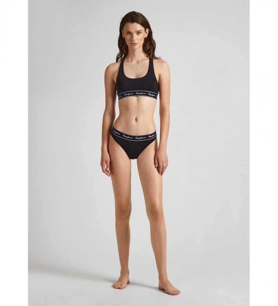 Sutiã esportivo Pepe Jeans, algodão preto
