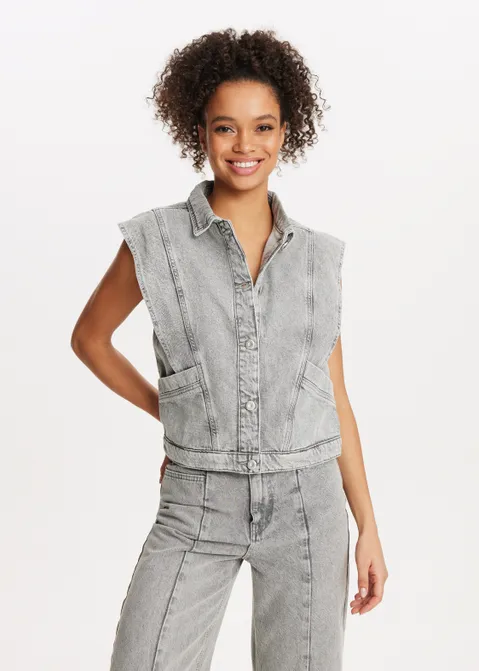Denim gilet washed grijs (GRS.UL)