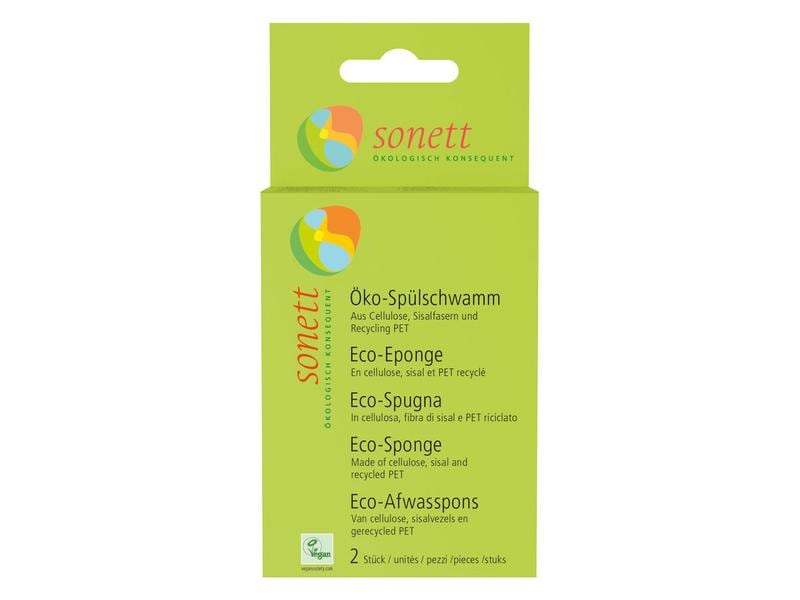 Sonett Schwamm Öko-Spülschwamm 2 Stück Kratzfreier und ökologischer Schwamm zum Spülen von Geschirr und Besteck