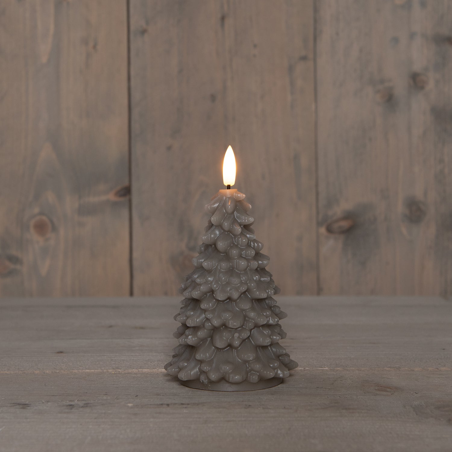 Anna's Collection LED stompkaars Tambu kerstboom taupe D 9,5 H 15 cm
