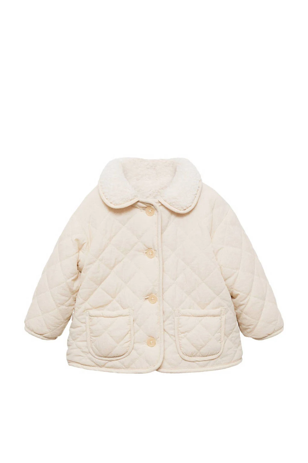 Mango Kids gewatteerde winterjas lichtbeige