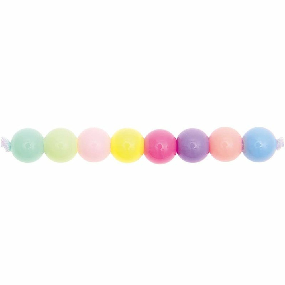 24 perles rondes 10 mm - pastel arc-en-ciel