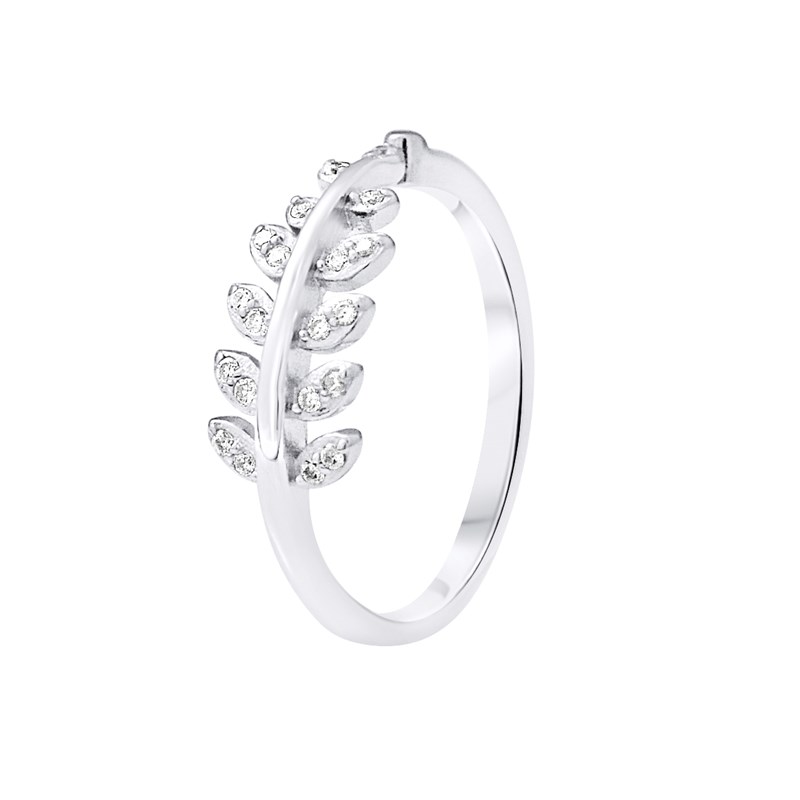 Bague FEUILLE DE LAURIER - Oxyde de zirconium - Argent 925