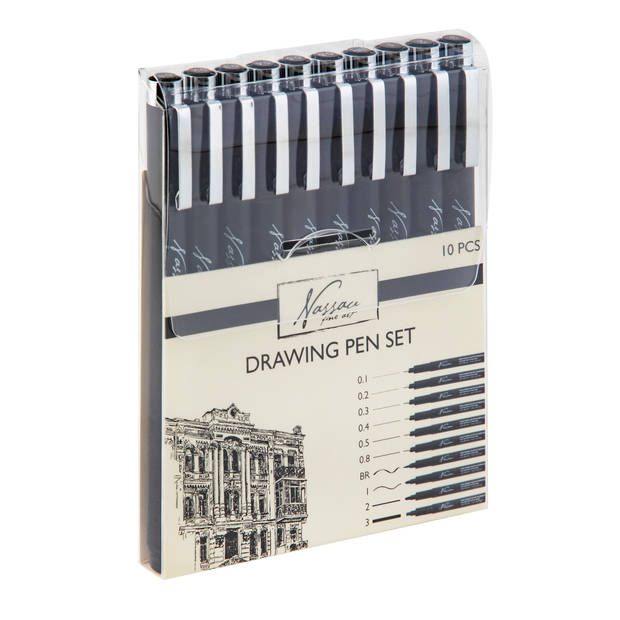 Drawing pen set, fineliners, 10pcs