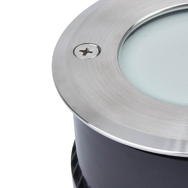 Lumière au sol Flax LED intégrée 500lm IP65 et IP67 GoodHome rond chrome