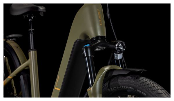 VTC Électrique Cube Kathmandu Hybrid Pro 800 Easy Entry Shimano Cues 11V 800 Wh 700 mm Vert Dusty Olive 2025