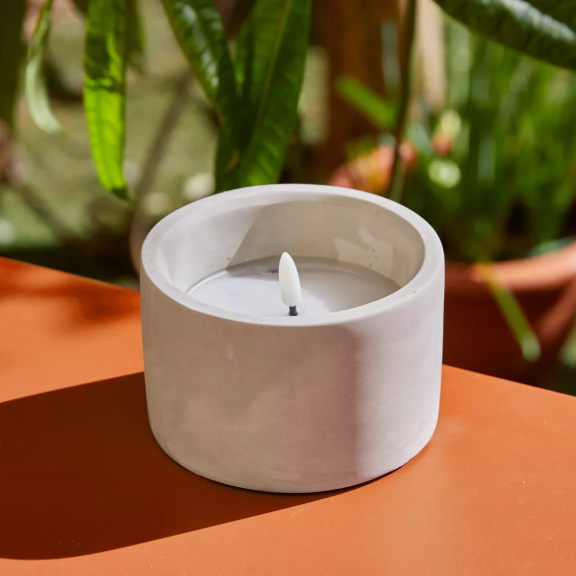 Bougie de table à piles LED (H8 cm) Galice Gris