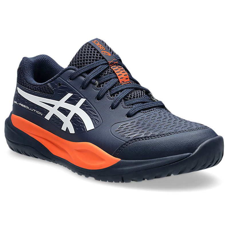 Asics Gel Resolution X junior bleu marine et orange