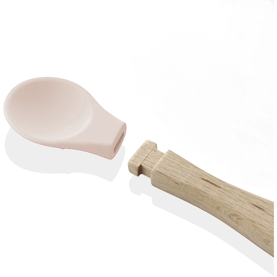 babyJem Löffel aus Silikon mit Holzgriff, natur