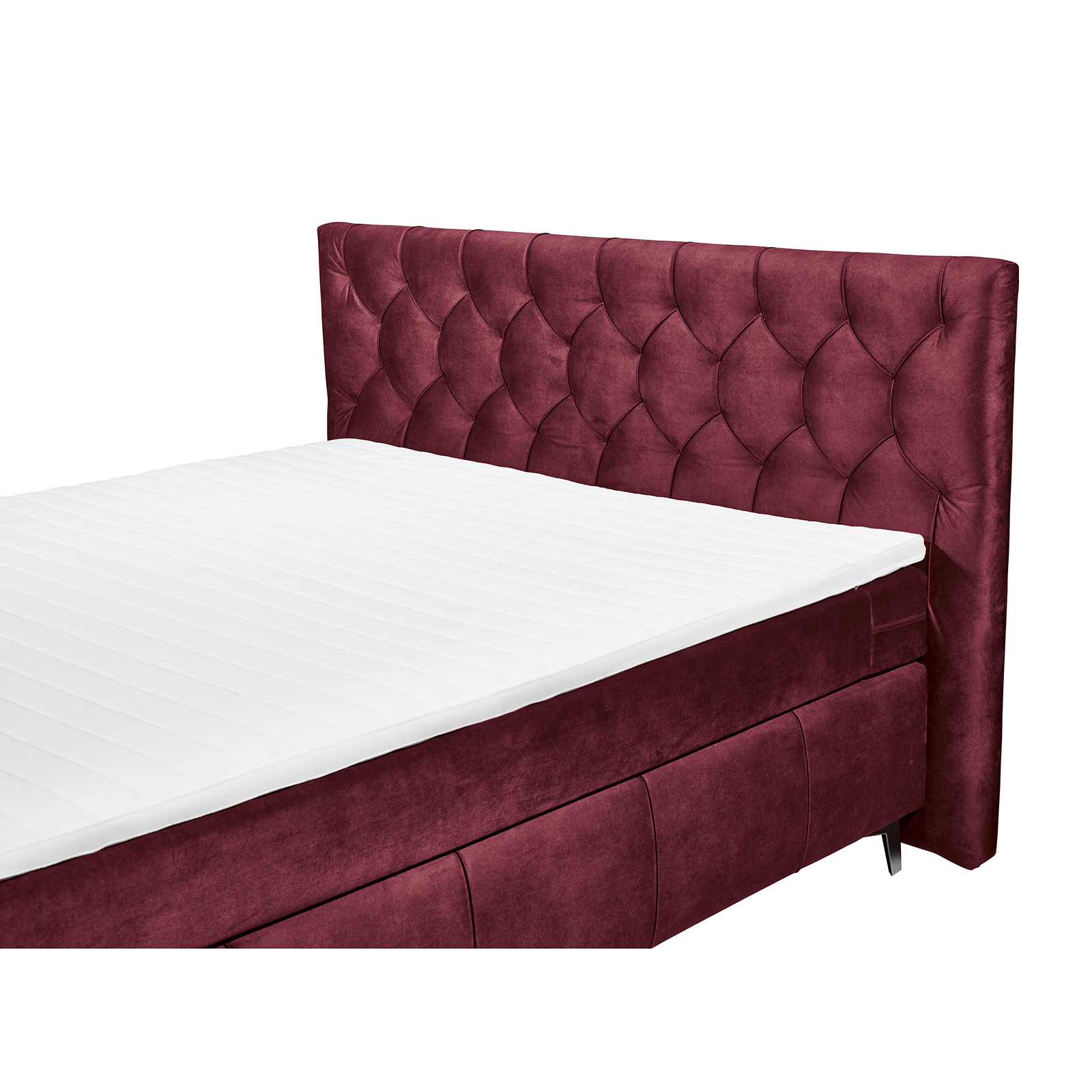 Boxspringbett - burgund - Tonnentaschenfederkern - H2 - 180x200 cm