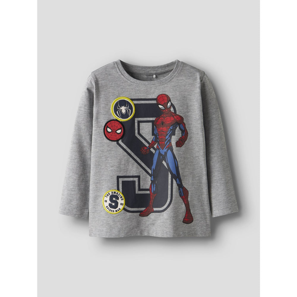 Køb Name It Grey Melange Nmmdeep Spider Ls Nreg Top Box Noos Mar