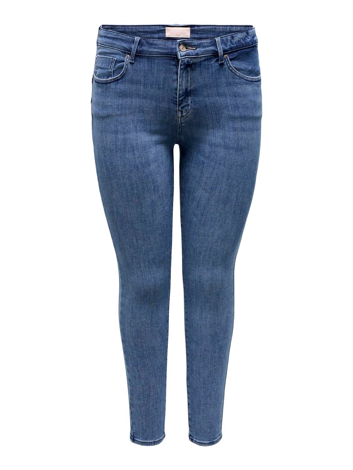 CARPOWER Mittlere Taille Skinny Fit Jeans Dark Medium Blue Denim