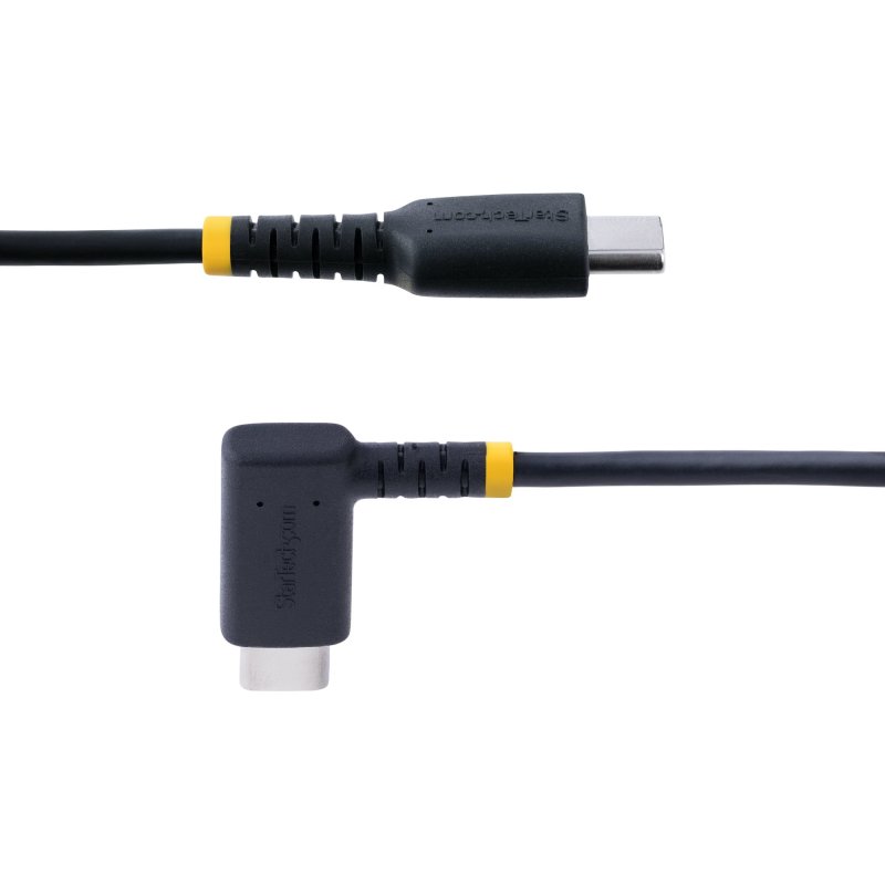 StarTech.com Câble de Charge Rapide USB-C de 2m, Robuste, Coudé à Droite, Charge et Synchronisation, 60W (3A) PD, USB 2.0, Gaine TPE et Fibre d'Aramide - Cordon de Charge USB C