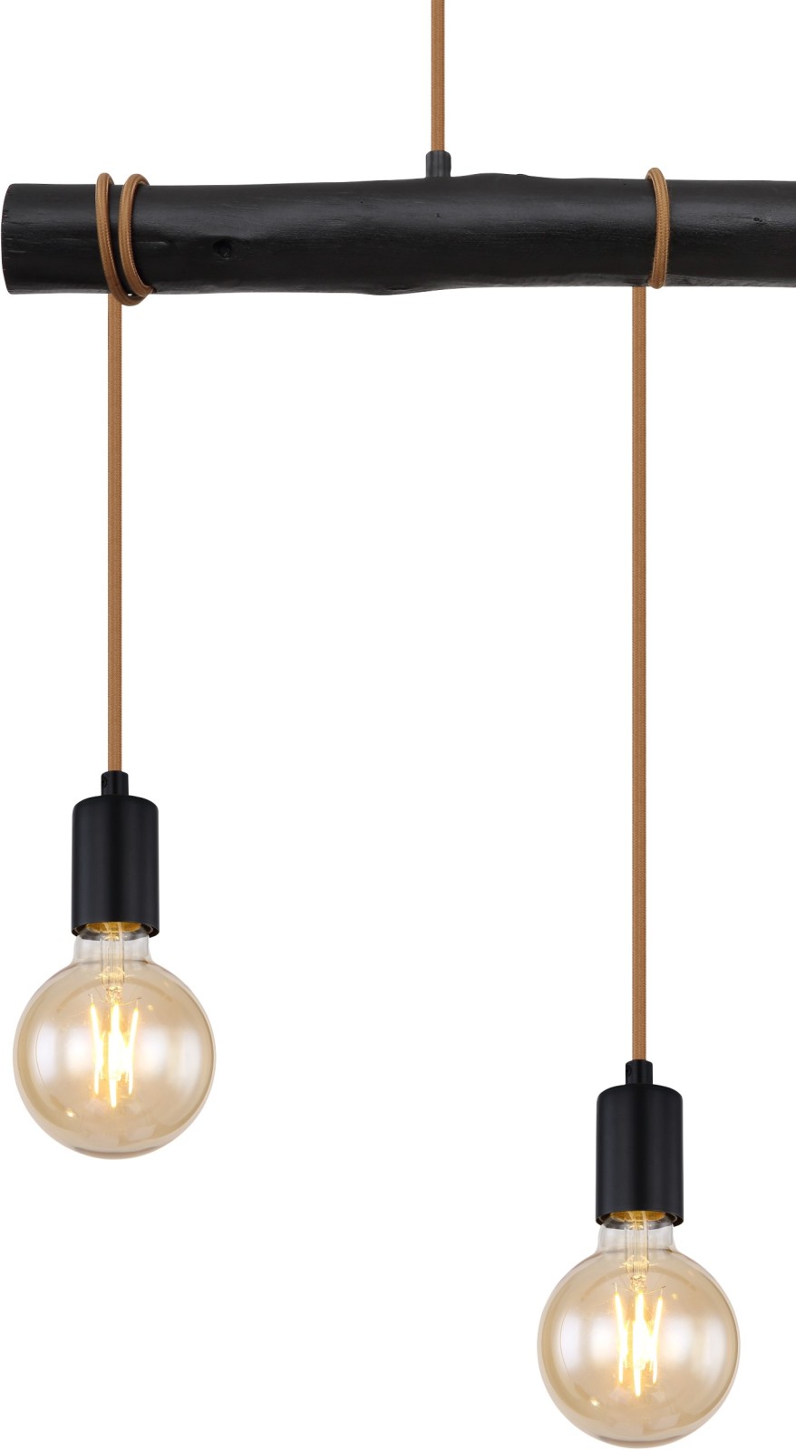 Pendelleuchte - schwarz-braun - Metall-Holz - 120 cm