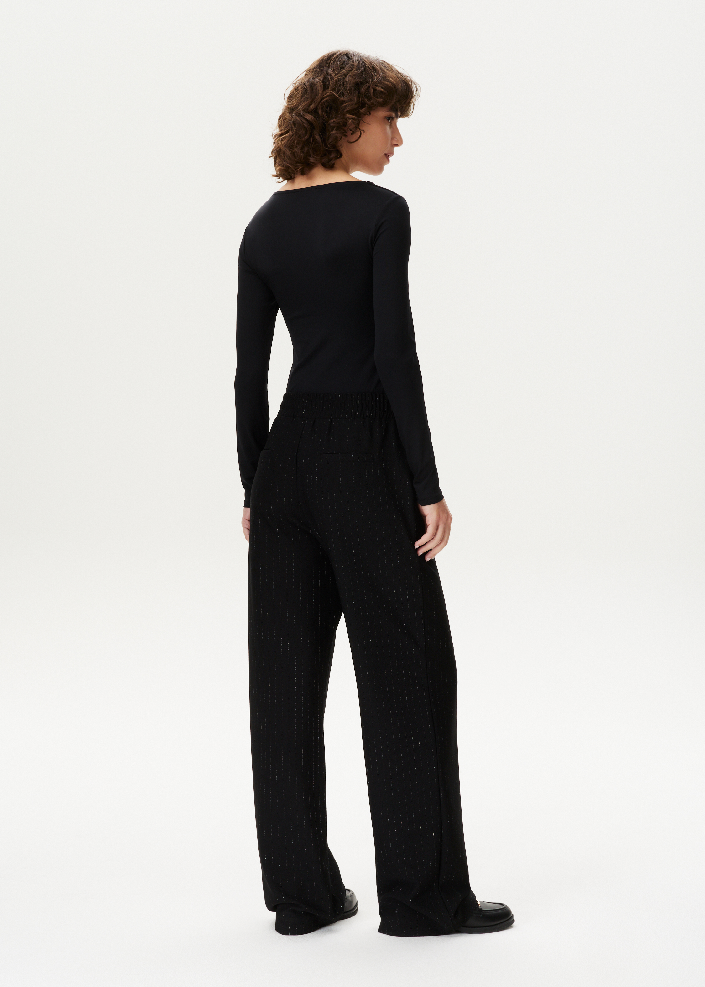 Wijde broek met glansdetail