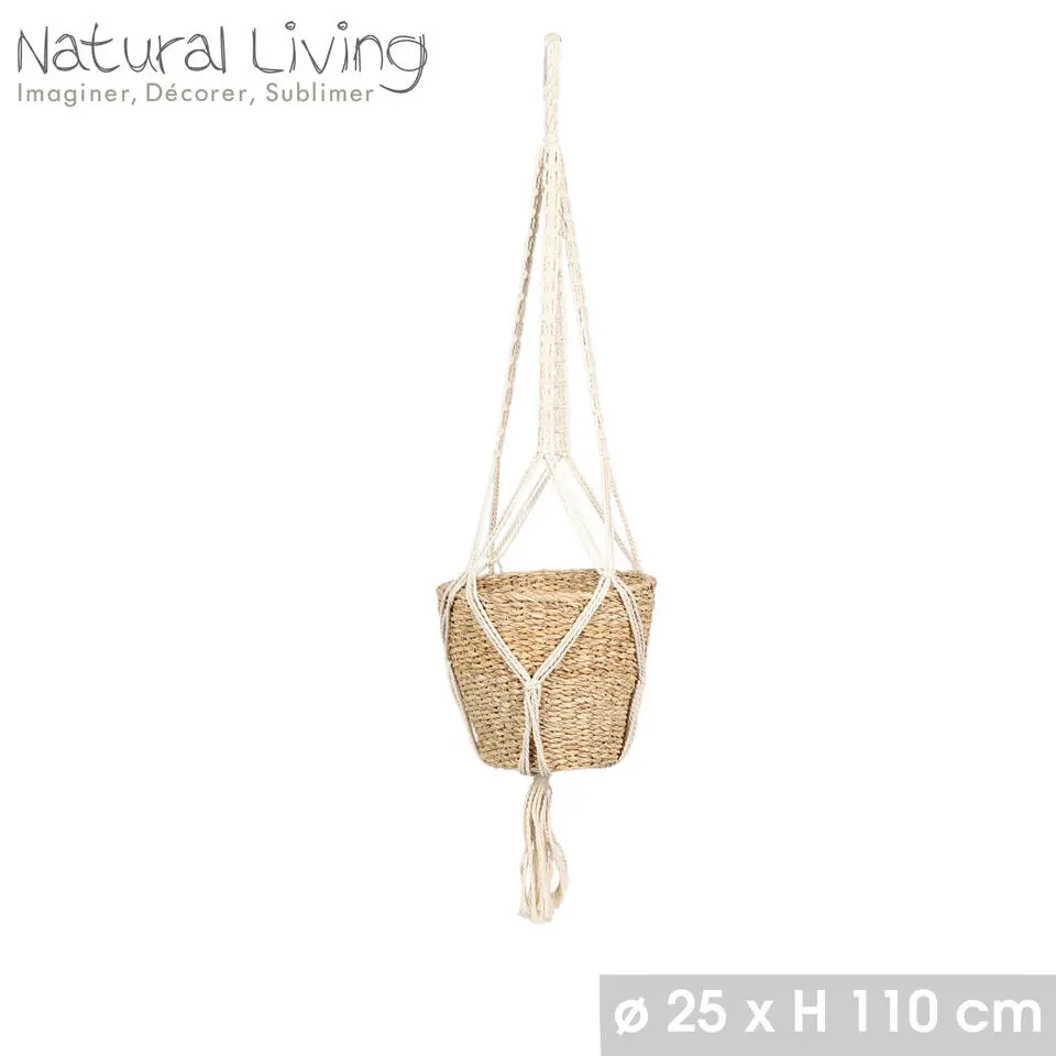 Natural Living plantenhanger met zeegras pot - H110 cm - D25 cm