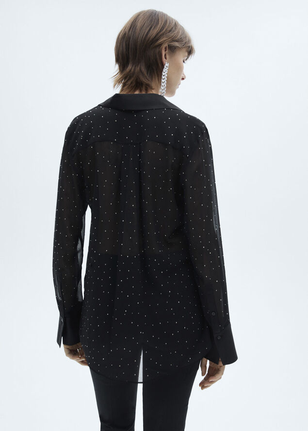 MANGO Semi-transparent studded shirt Black