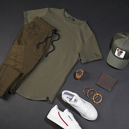 Pantalon Cargo Slim Fit P6085 Vert Kaki