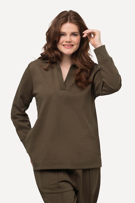 Sweatshirt, Polokragen, Langarm, Biobaumwolle