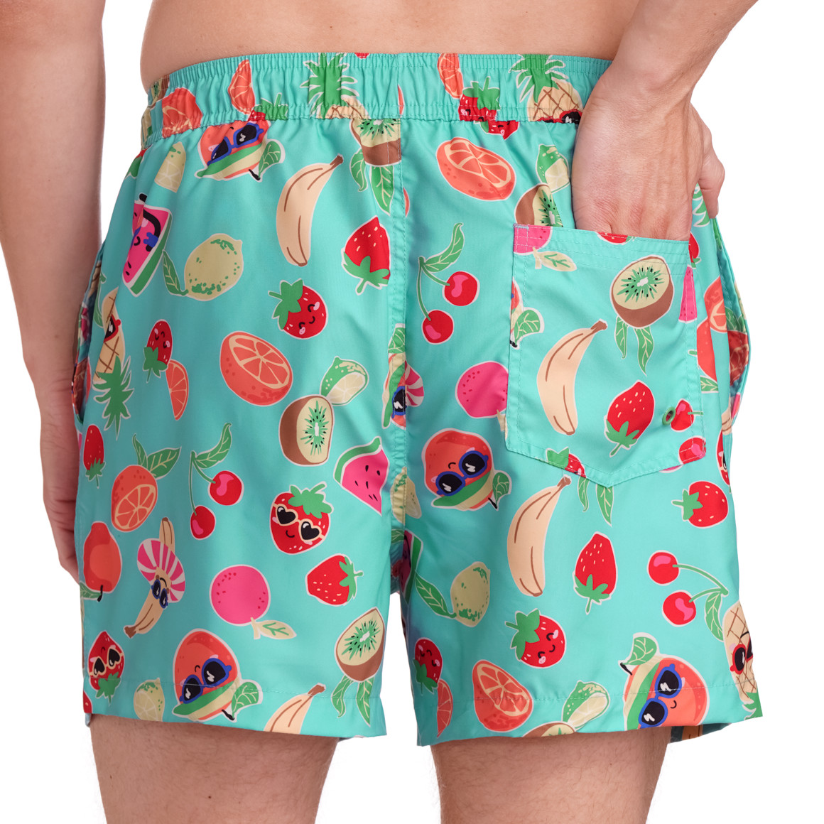 Famy Herren Badeshorts mit Allover-Print helltürkis