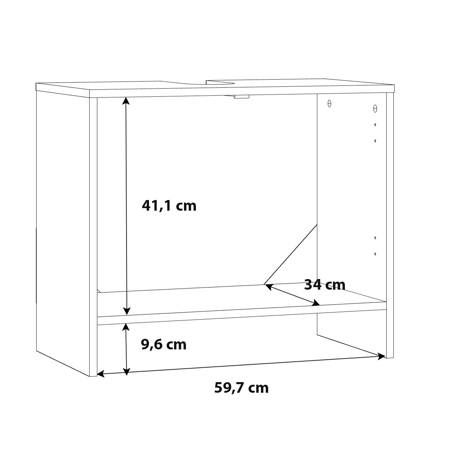 Waschbeckenunterschrank - Sonoma Eiche-weiß - 65 cm
