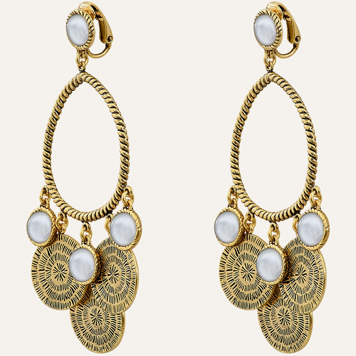 Boucles d'oreilles Arizona - Alliage doré & nacre