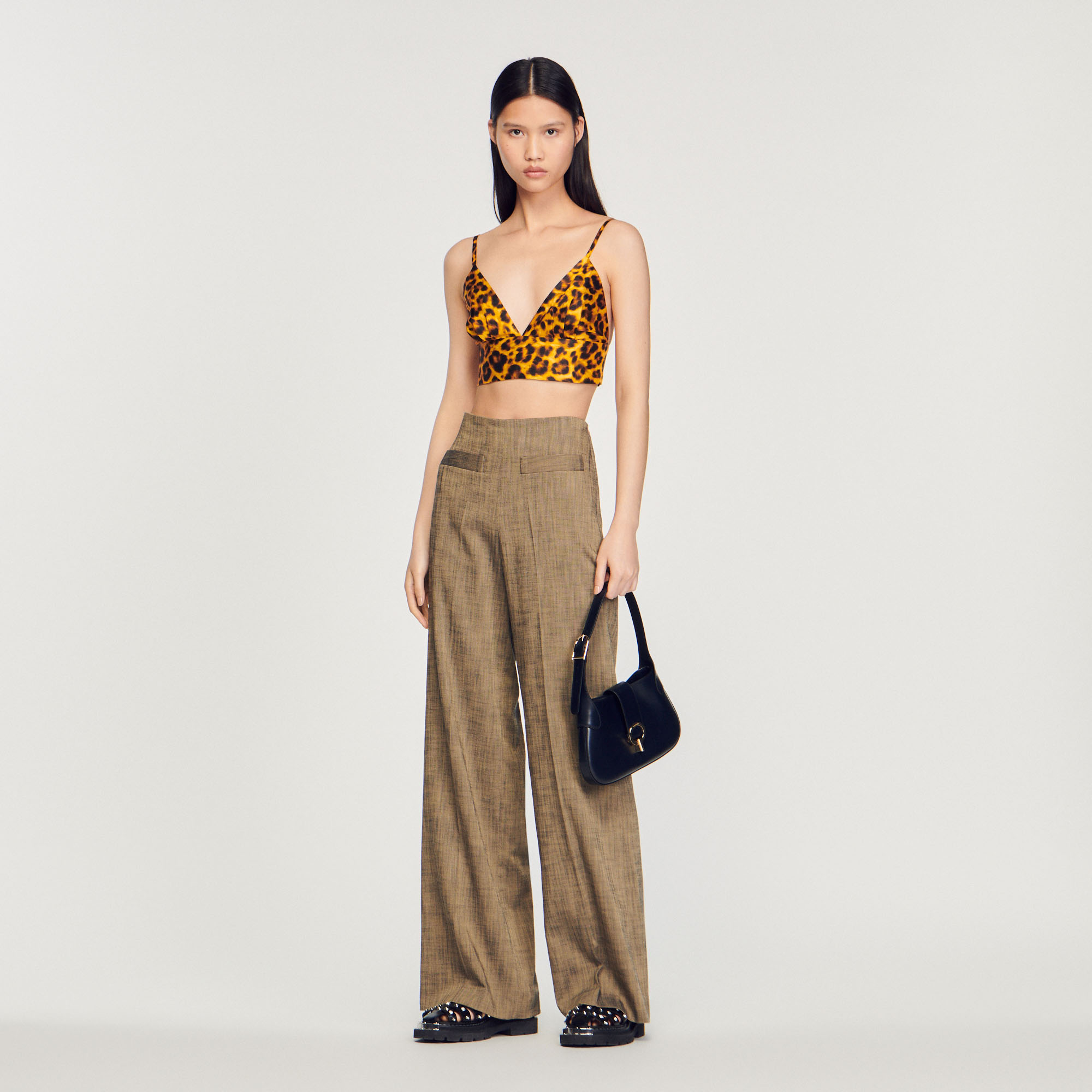 Pantalon large taille haute