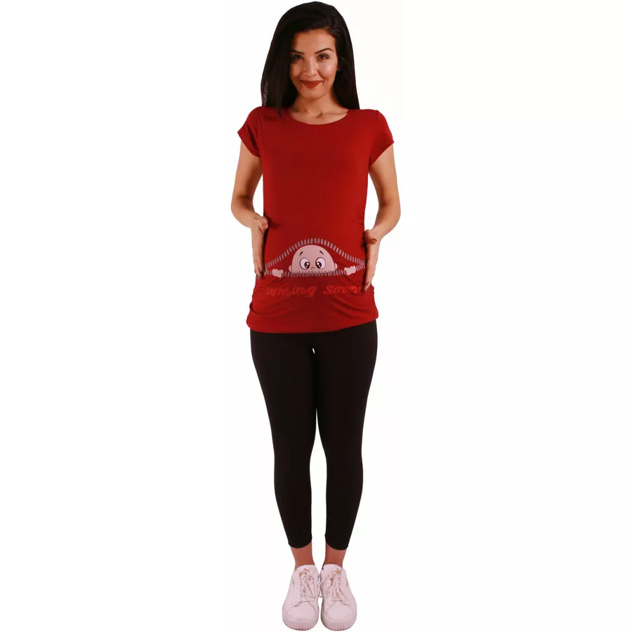 M.M.C. Umstandsshirt Coming Soon mit Motiv Weinrot