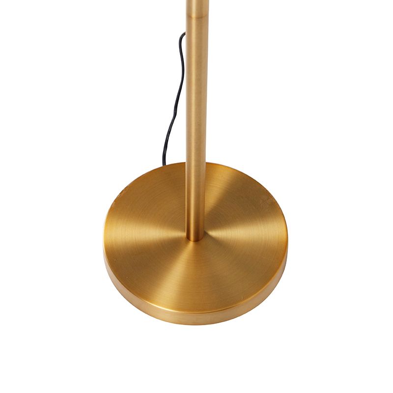 Klassieke vloerlamp brons stoffen kap wit met leeslamp - Retro