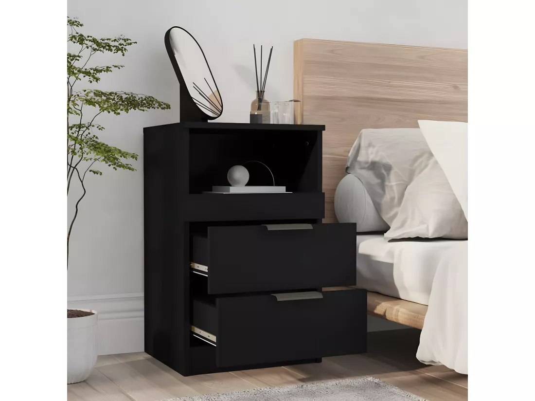 Table de chevet Noir Bois d'ingénierie