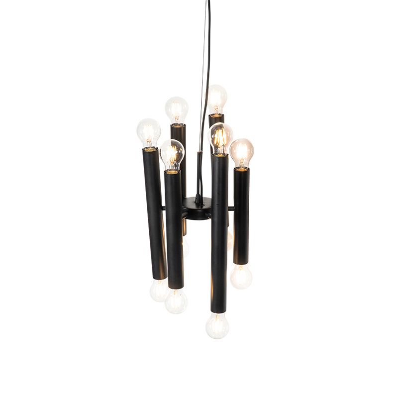 Art deco hanglamp zwart 12-lichts - Tubi